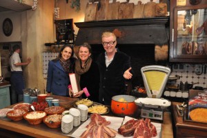 The world famous entrance at La Tupina. Natasha, Ange and Chris.